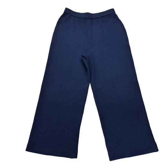 St John Collection Blue Santana Knit Pants Size 6 Wool Blend Pull On Ankle Crop - Picture 4 of 15